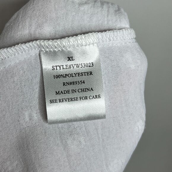 Adrienne Vittadini White Puff Sleeve V-neck Eyelet Shift Dress XL NWT - Picture 6 of 10